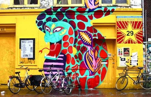 Amsterdam street art en vélo